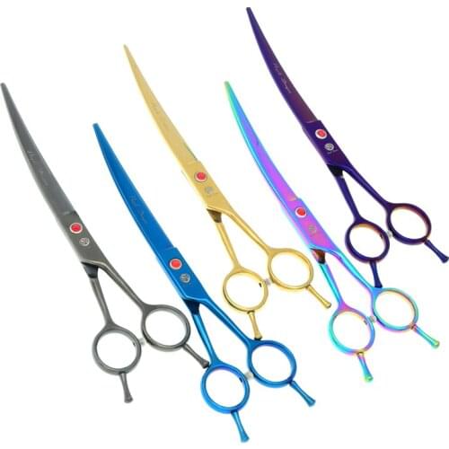 7.0" Up Curved Dog Grooming Scissors Japan 440C Professional Pet Cutting Shears 6.5" Thinning Tesoura Puppy Trimmer Tool LZS0596