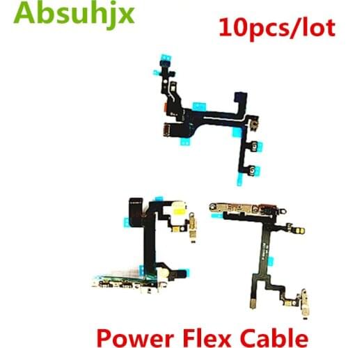Absuhjx 10pcs Power Flex Cable for iPhone 5 5C 5S SE Volume Metu On Off Switch Parts with Metal Bracket Parts for 5SE 5G