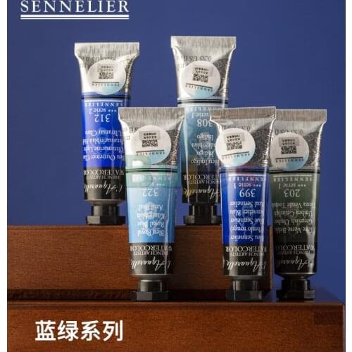 French Original Imported Sennelier Artists' Watercolor Paint 21ml Green/blue Series,Professional Tubular Watercolor Pigment,Art