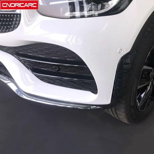 Carbon Fiber Color Front Fog Lamp Decoration Cover Trim For Mercedes Benz GLC 2020 Car Styling Exterior Modified