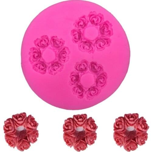 Valentines day rose garland fondant silicone mold for kitchen baking chocolate pastry candy Clay making cupcake decoration F-00