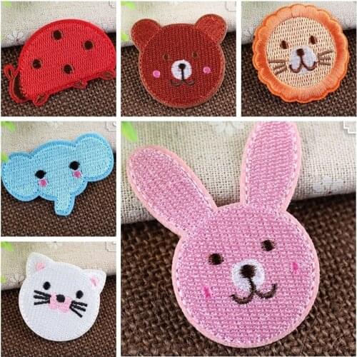 Cheap Forest animals Elephant Little Bear and Lion Turtle Iron Embroidered Clothes Patches For Clothing Wholesale Rabbit Badges