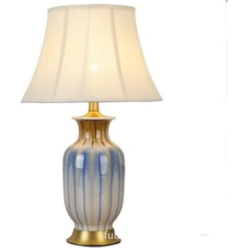 Elegant Blue White Chinese Style Ceramic Table Lamp For BedRoom Bedside Living Room Foyer Study Desk Reading Night Light 190127