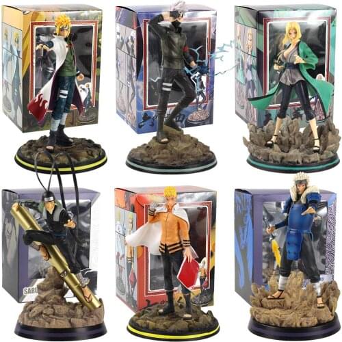 26-32cm Naruto Shippuden Anime Kakashi Namikaze Minato Tsunade Sarutobi Hiruzen Senju Tobirama Action Figure Model Toys Gift