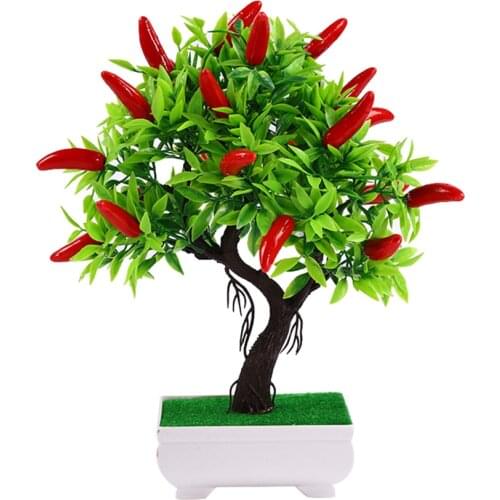 New 1Pc Artificial Plant Chili Tree Miniascape Wedding Party Home Desk Bonsai Decor christmas gift