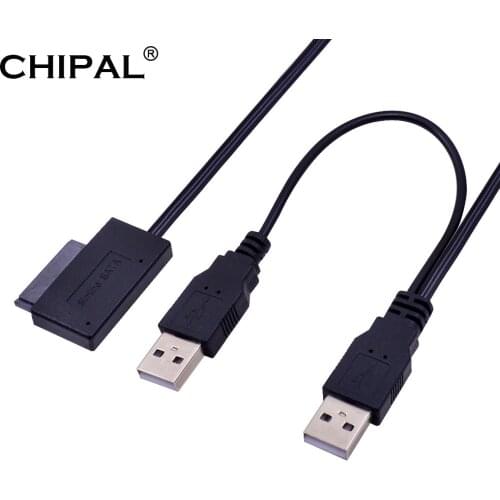CHIPAL USB 2.0 to 6 7 13Pin Slimline Slim SATA Cable with External USB2.0 Power Supply for Notebook Laptop CD-ROM DVD-ROM ODD