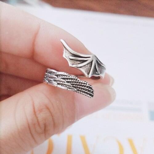 Demon Wing Angel Rings Vintage Gothic Cute Open Knuckles Ring Stylish Fashion Jewelry Gifts for Couples Women Men Teens