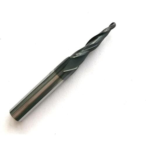 1pc HRC55 R1.0*D6*20*50L*2F Tungsten solid carbide Coated Tapered Ball Nose End Mills taper and cone endmills