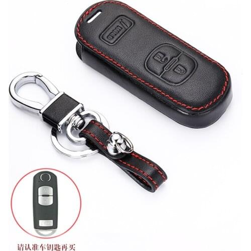 Leather Car Key Case holder For Mazda 3 6 CX9 CX3 CX5 CX7 Speed Smart Keyless Remote Fob Protector Cover Keychain Bag