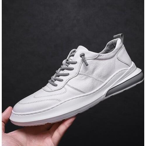 Genuine Leather Shoes Men Sneakers Cow Leather Mens Casual Shoes Cool Young Man Black White Shoes Male Footwear