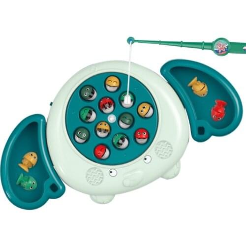 Magnetic Fishing Toy Birthday Party Gift Interactive BPA-Free Realistic Fish Set Toy with Rotary Board Desktop Board Toy