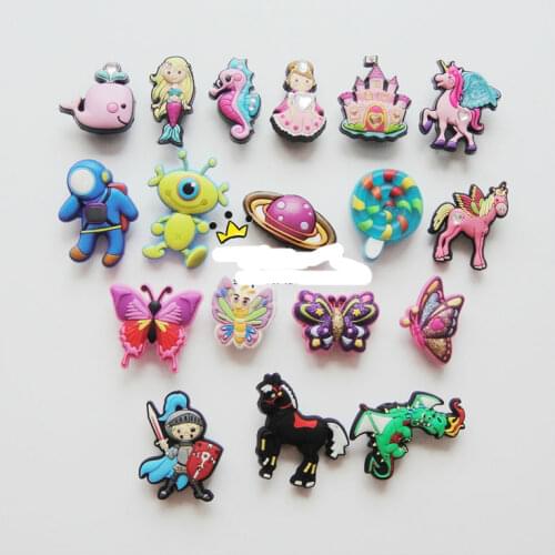 Geniune Cute Shoe Charms Accessories Cartoon Mermaid Princess Akien Whale Shoes Buckle Decorations for Sandals Charms Kids Gift