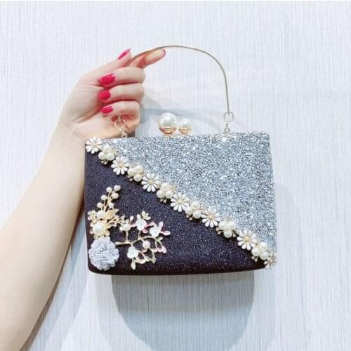 Fashion Vintage Women Pearl Evening Box Bag Dinner Party Lady Wedding Flower Clutch Purse and Handbag