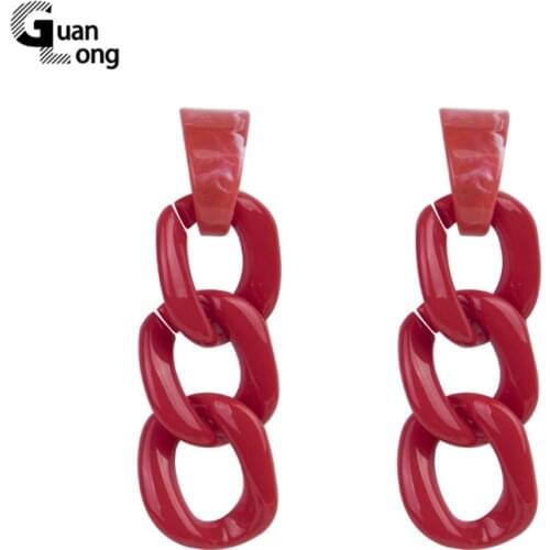 GuanLong Trendy Long Fashion Resin Earrings for Women Big Geometric Chain Acrylic Drop Earring for Girls Party Jewelry Brincos