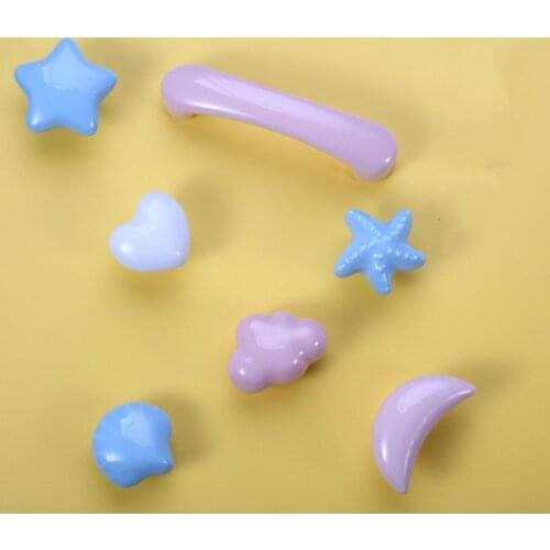 Cartoon Color Ceramic Furniture Handle Wardrobe Drawer Knob Childrens Room Kitchen Cupboard Door Handle Cute Single Hole Round