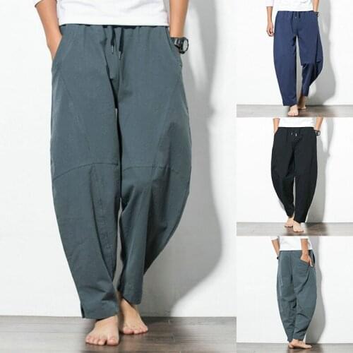 MenS Casual Fashion Loose Pure Color Pocket Comfort Long Pant Comfortable Mens Pants Pocket Wide Leg Pants Sweatpants Plus Size