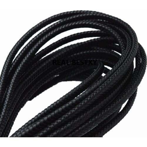 2m/lot approx 6*4mm New Men Jewelry Punk Black Braided Leather Cord for Men for Leather Bracelet Jewelry Making braided strands