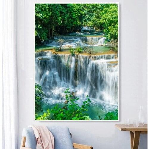 Green Forest Waterfall 5D Diamond Painting Home Decor Cross Stitch Kit