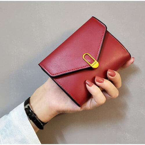 2021 New Women Wallets Leather Purse Fashion Tri-fold Simple Black Short Wallet High Quality Soft Purse Leather Small Coin Pocke