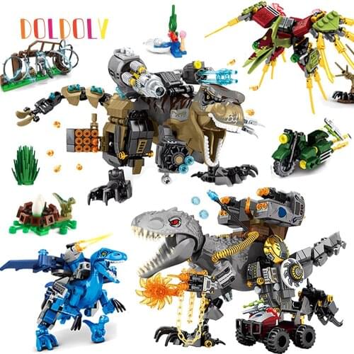 New Jurassic City Reload Tyrannosaurus Rex Building Blocks Dinosaur World with Figures Animal Park Bricks Toys For Children Gift