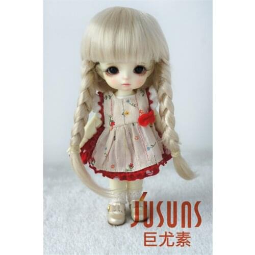 JD173 1/12 1/8 Lovely BJD Double Braid Wigs in Size 4-5inch and 5-6inch Soft Synthetic Mohair Doll Hair in Color Blond