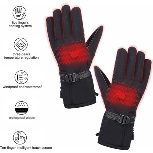 Electric Heated Gloves 3 Levels Waterproof Gloves For Winter Riding Warm Touchscreen Gloves For Skiing Fishing Hiking