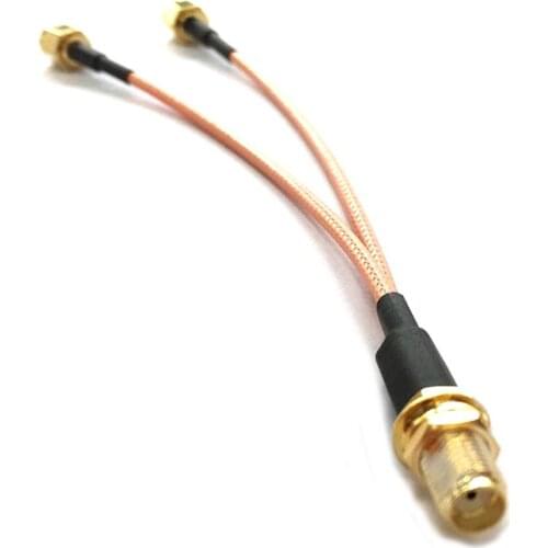 1 into 2 Y type splitter adapter SMA female nut switch 2X SMA male RF coax cable RG316 15cm 6"