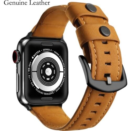 Band for Apple Watch 5 4 42MM 38MM 44MM 40MM Strap for iWatch 5 4 3 2 1 Wristband Genuine Cow Leather loop Bracelet Belt