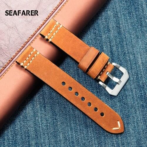 Genuine Leather Watchbands Bracelet Black Blue Gray Brown Cowhide Watch Strap For Women Men 22mm 24mm Wrist Band