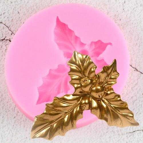 Leaves Silicone Mold Holly leaf Christmas Cake Decorating Fondant Mold DIY Baking Cupcake Topper Candy Chocolate Gumpaste Mould