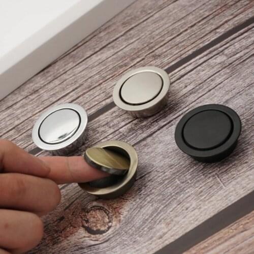 Stainless Steel Hidden Door Handles Invisible Nordic Recessed Flush Pull Cabinet Round Door Handle Pull Hardware Handles