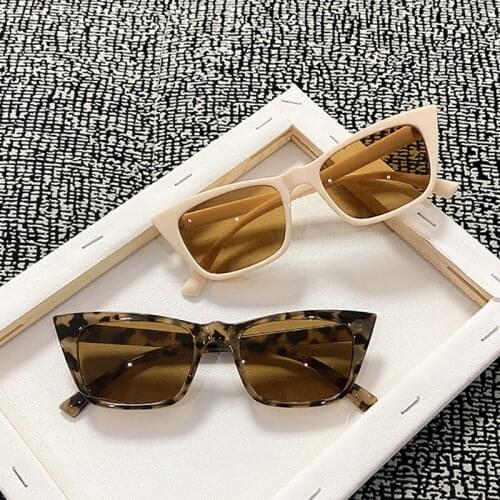 Sunglasses Women Vogue Cats eye Small Box Square Glasses Brown Lenses Vintage Sunglasses for men 2021 Luxury Driving Eyeglasses