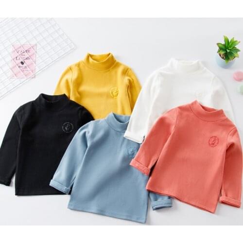 Boys Girls Tops Toddler Children Clothing Autumn Turtleneck T Shirt Kids Bottoming Shirt Winter Long Sleeve Warm T-Shirt Clothes