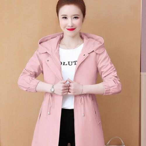Small Man Windbreaker Jacket Womens Mid-length Style Spring Autumn 2021 New Temperament Popular Waist Windbreaker Coat Trench