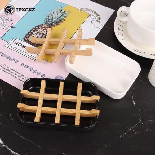 1pcs Fashion Bamboo Soap Dish Wooden Soap Holder Wood Bathroom Soap Box Case Container Tray Rack Plate