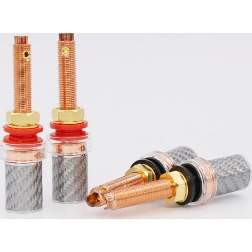 12pcs Pure copper plated Carbon Fiber Binding Post Speaker Plug Probe Panel HiFi