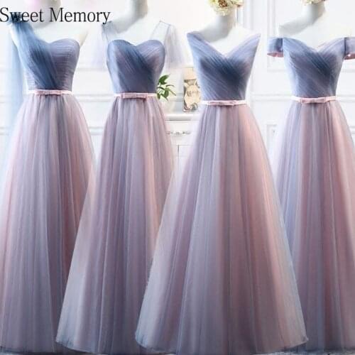 2021 Floor Length Tulle Long Bridesmaid Dresses For Graduation Robe Wedding Guest Party Dress Women Vestidos De Festa Longo
