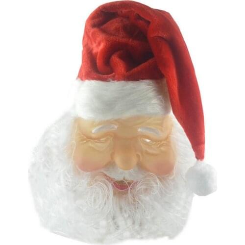 2021 Merry Christmas santa claus costume Latex Mask Outdoor Cute Santa Claus Costume Masquerade Wig Beard Dress up Party Cosplay