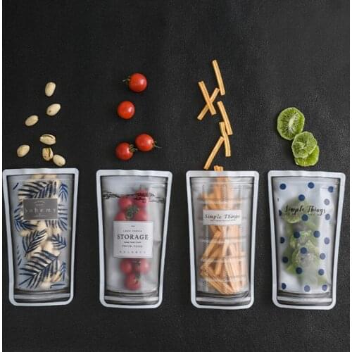 4Pcs Reusable Food Storage Bottle Bags Nuts Candy Cookies Bag Seal Fresh Food Storage Bag Snacks Zipper Sealed Kitchen Organizer