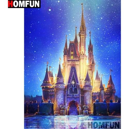 HOMFUN Full Square/Round Drill 5D DIY Diamond Painting "Castle view" 3D Embroidery Cross Stitch 5D Home Decor A15200
