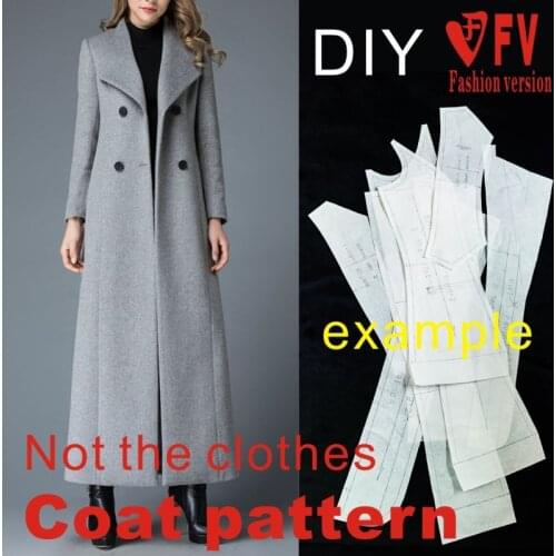 Cutting drawings womens fashion lapel long coat coat pattern 1:1 garment making pattern BFY-174