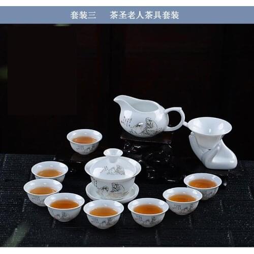 11pcs Play Chess Porcelain tea set,ceramic kungfu teapot, gaiwan,Tureen,cup for Black/puer/pu'erh/oolong/dahong/white cha tea