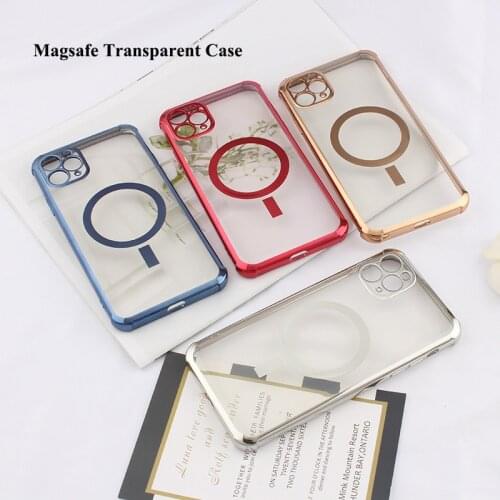 For Apple iphone 11 12mini Electroplating Magsafing Silicone Cover For iphone 11 12 Pro Max Magnetic Safe Transparent Clear Case