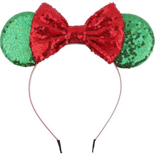 Disney 1pcs Mickey ears headband sequins bow headband Mickey ears cute hairpin Christmas gift for ladies and girls