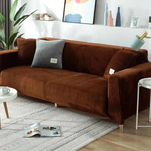 Elastic Solid Color Corner Sofa Covers for Living Room Stretch velvet Sofa Towel L-Shape Sectional Couch Slipcover