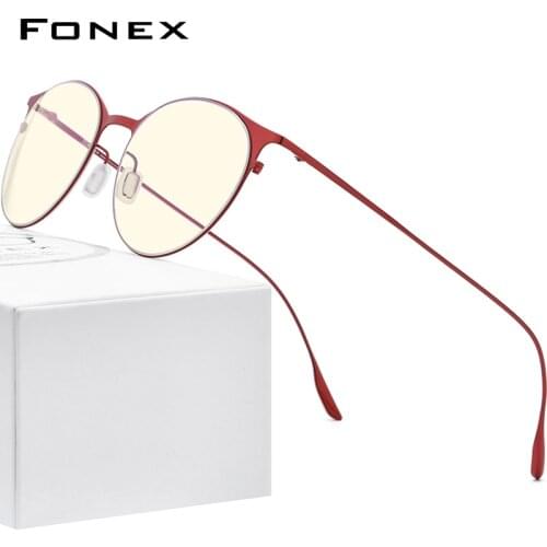FONEX Anti Blue Light Blocking Glasses Women Brand Designer 2020 New Vintage Round Anti-Blue Rays Computer Eyeglasses Men FAB016