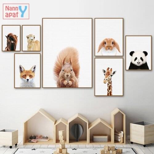 Animal Posters and Prints Nordic Animals Canvas Painting Flamingo Raccoon Bunny Simple Wall Art Picture Modern Home Decoration