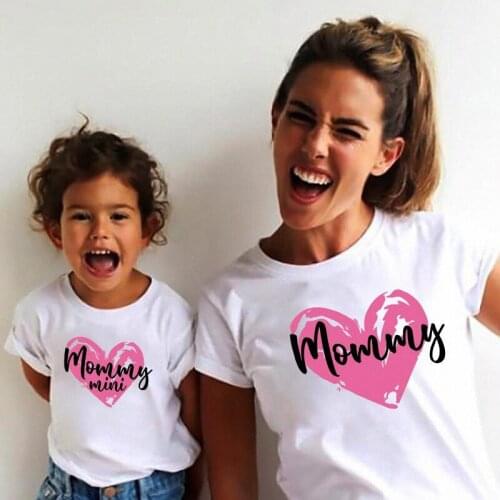 Mom Baby Mommy and Me T shirt Clothes Woman Girl Tops Cotton Tees Summer Family Matching Outfits Love Mother Daughter T-shirts