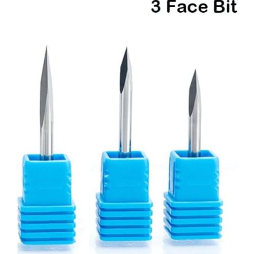 3.175mm Shank 3 Face End Mill CNC Engraving Machine Tool Wood Jade Emboss Metal Carving Triangular Router Bits For Aluminium