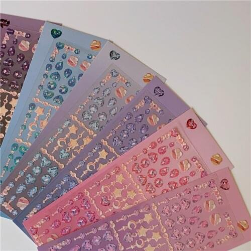 Kawaii Crystal Pendant Stickers Scrapbooking Idol Card Album Decorative Sticker Korean Stationery School Supplies Personalized